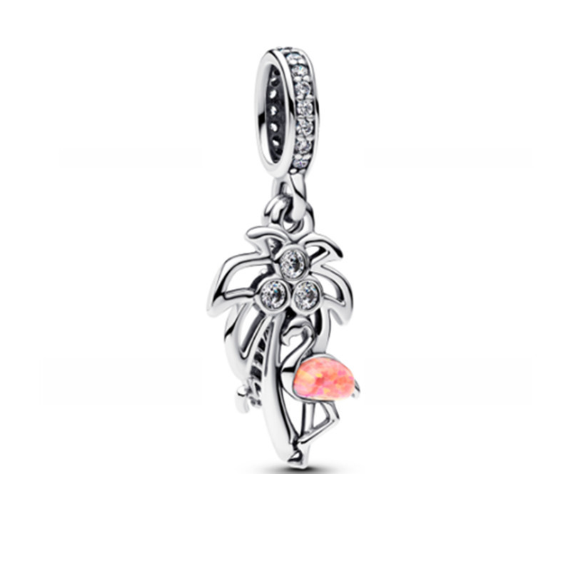 2025 Summer Hot selling 925 Sterling silver flamingo dolphin Dangle charms beads fit bracelet DIY for women jewelry gift free shipping