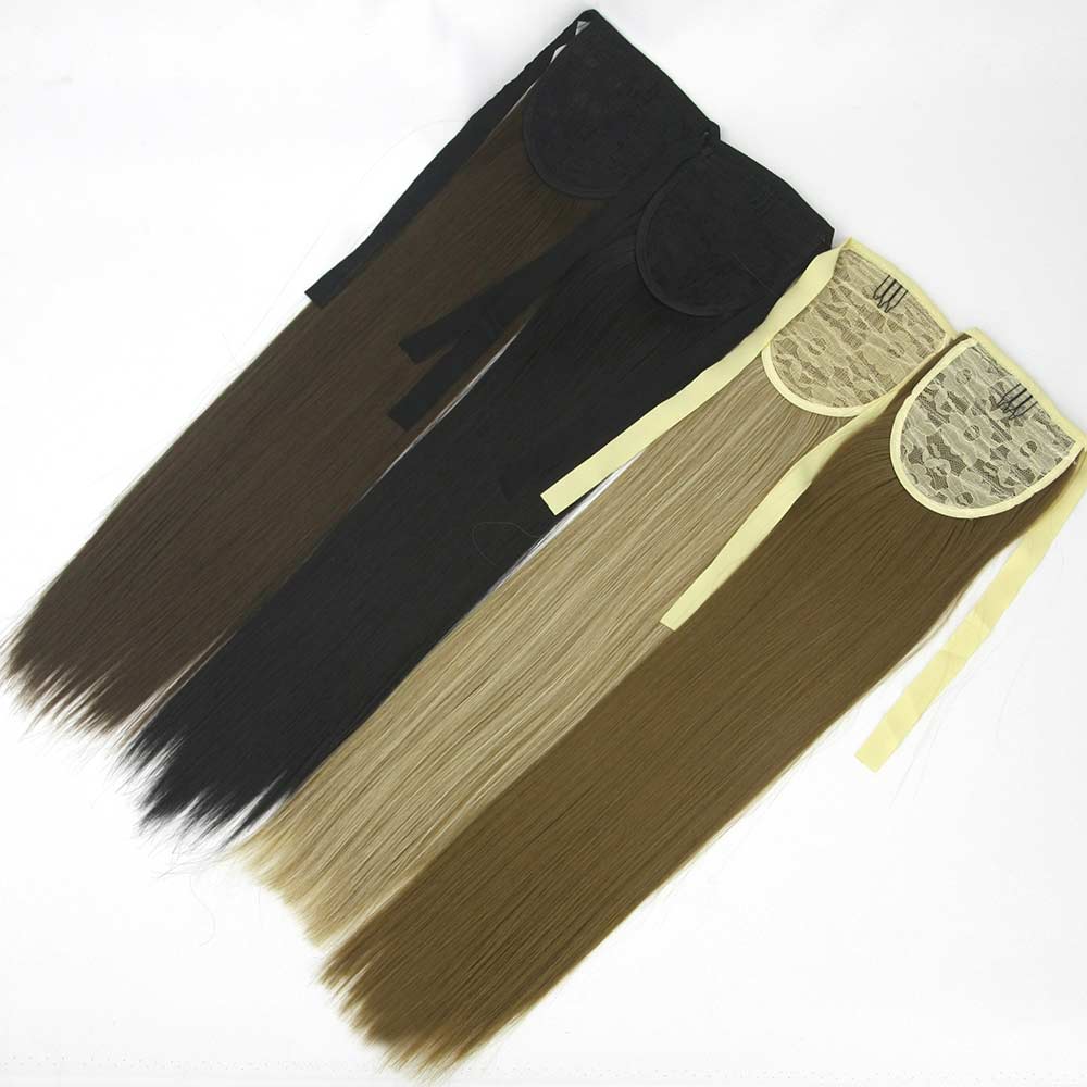 Single color straight hair chemical fiber bandage ponytail extension high temperature silk hair extension factory wholesale hair accessories