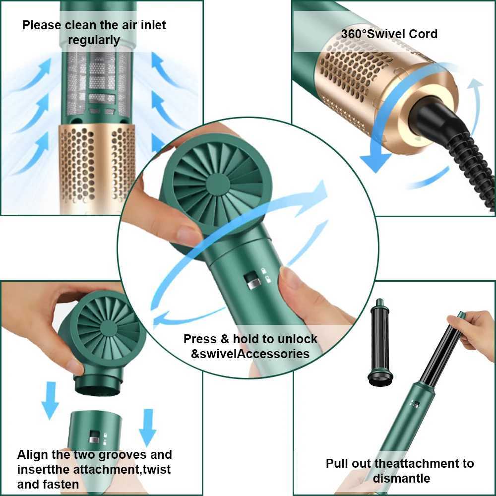Wholesale Private Label 5 in 1 Customize Negative Ionic Hair Styler Volumizer Enhanced Hair Dryer and Hot air Brush SetXJ250528