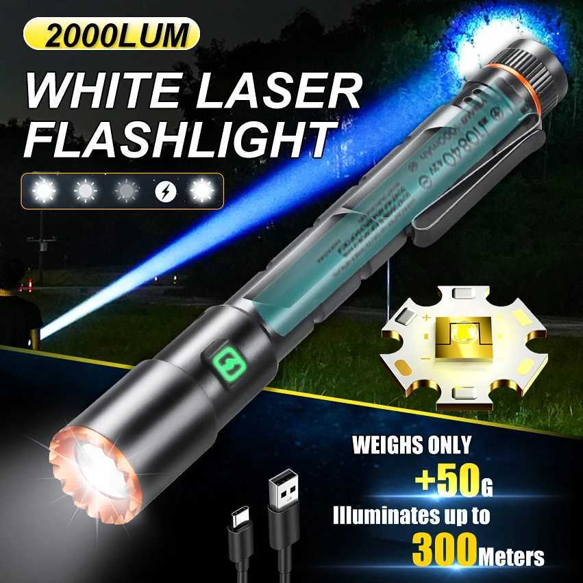 Powerful 2000LM Mini Flashlight USB Charging Zoom Flashlight with Clip Magnetic Pocket Torch for Camping Hiking Emergency LightXJ250529