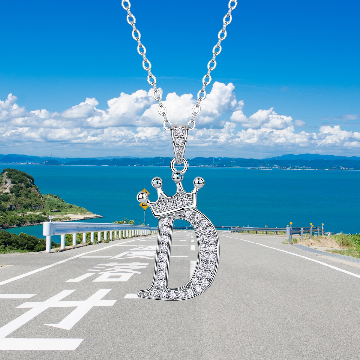 A-N English alphabet pendant necklace 925 sterling silver Moissanite Luxurious cool popular lucky versatile design Cross-border collar necklace jewelr