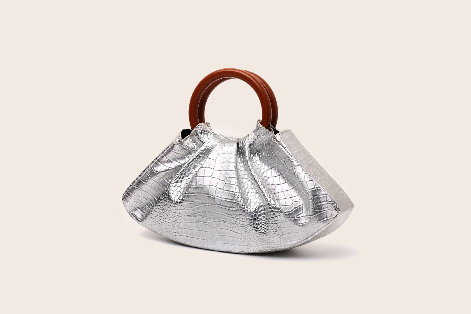Cloud Bag for Women Fashion Pleated Small Bag Wooden Handle Simple Tote Bags for Ladies 250113