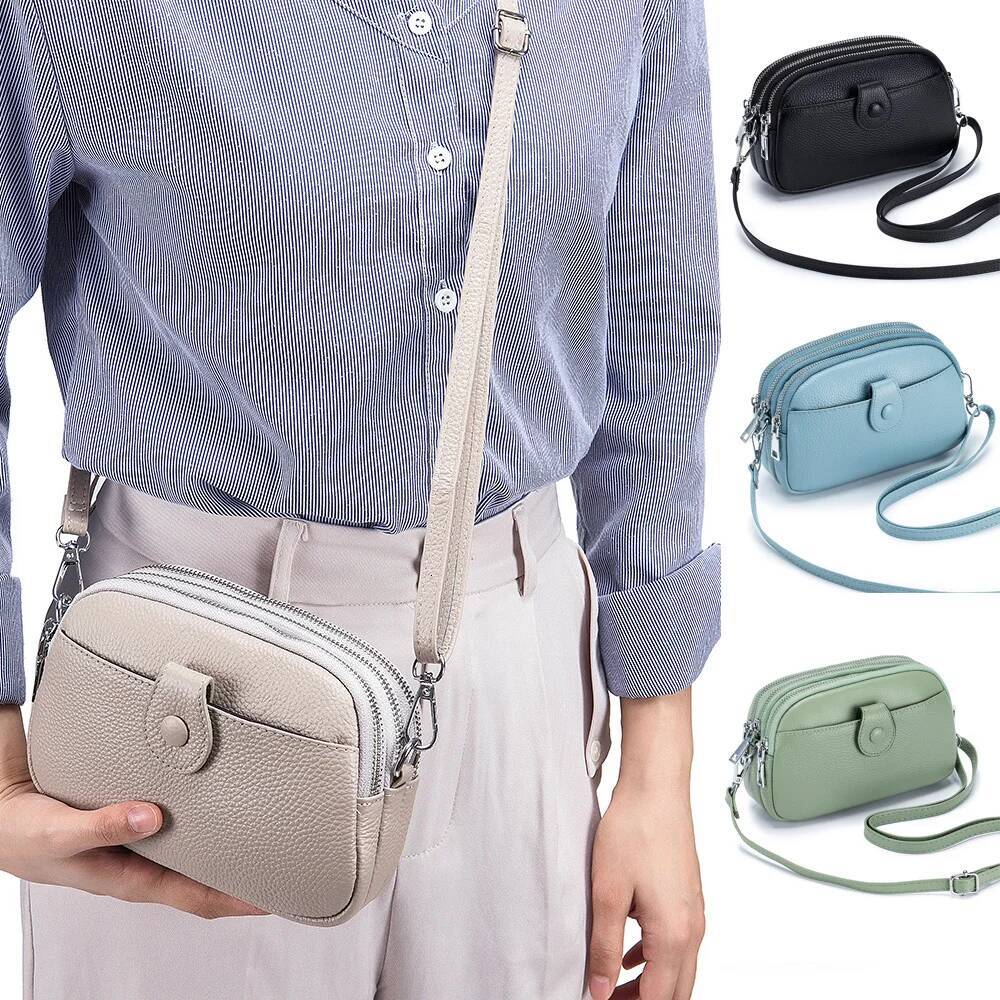Genuine Leather Shoulder Small Messenger Handbag For Women Crossbody Bag Daily Commuter Wallet Handbag Tote Bags