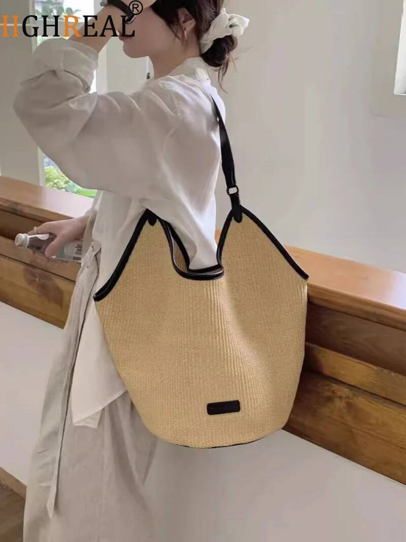 Summer Straw For Women Hollow Raffia Crochet Beach Bags Rattan Woven Shoulder Bag Fashion Weaving Ladies Tote Handbags