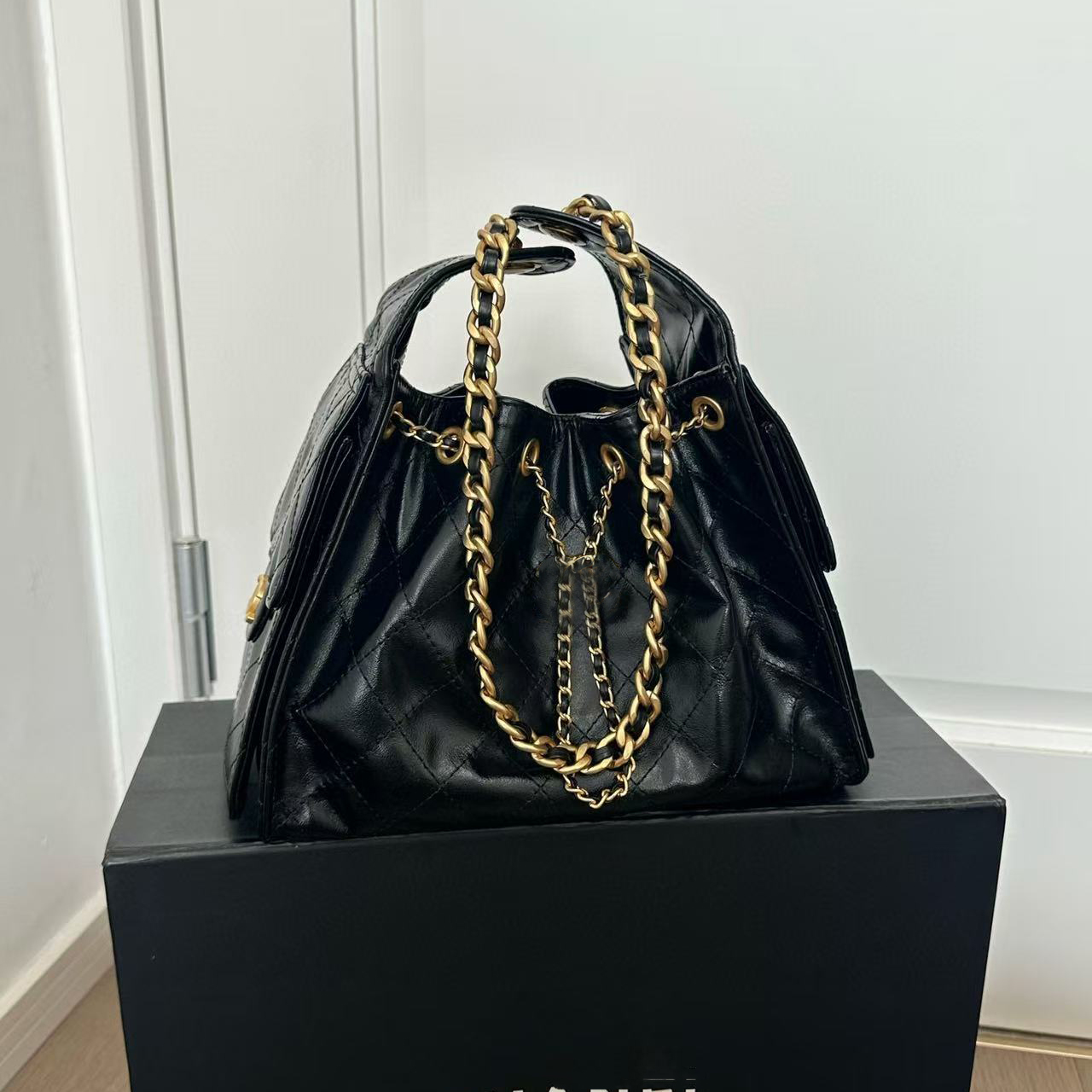 Designer Bag 25S Hobo Shoulder bag Waxed Leather drawstring Chain Bucket Bag 25C Bag high-capacity Genuine Leather Luxury Crossbody Bag