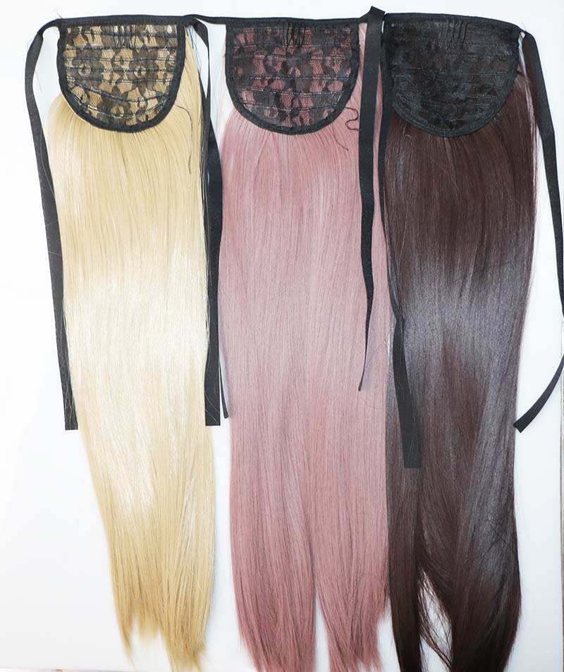 Single color straight hair chemical fiber bandage ponytail extension high temperature silk hair extension factory wholesale hair accessories