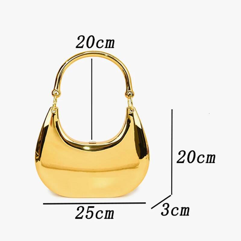 Acrylic Crescent Glossy Mirror Trendy Fashion Hand-Held Evening Chain Shoulder Messenger For Ladies Lipstick Bag