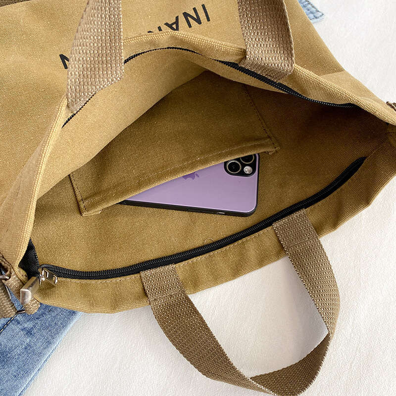 New Thickened Washed Canvas Simple Men's Large Capacity Women's Crossbody Bag Versatile Handbag for Shopping