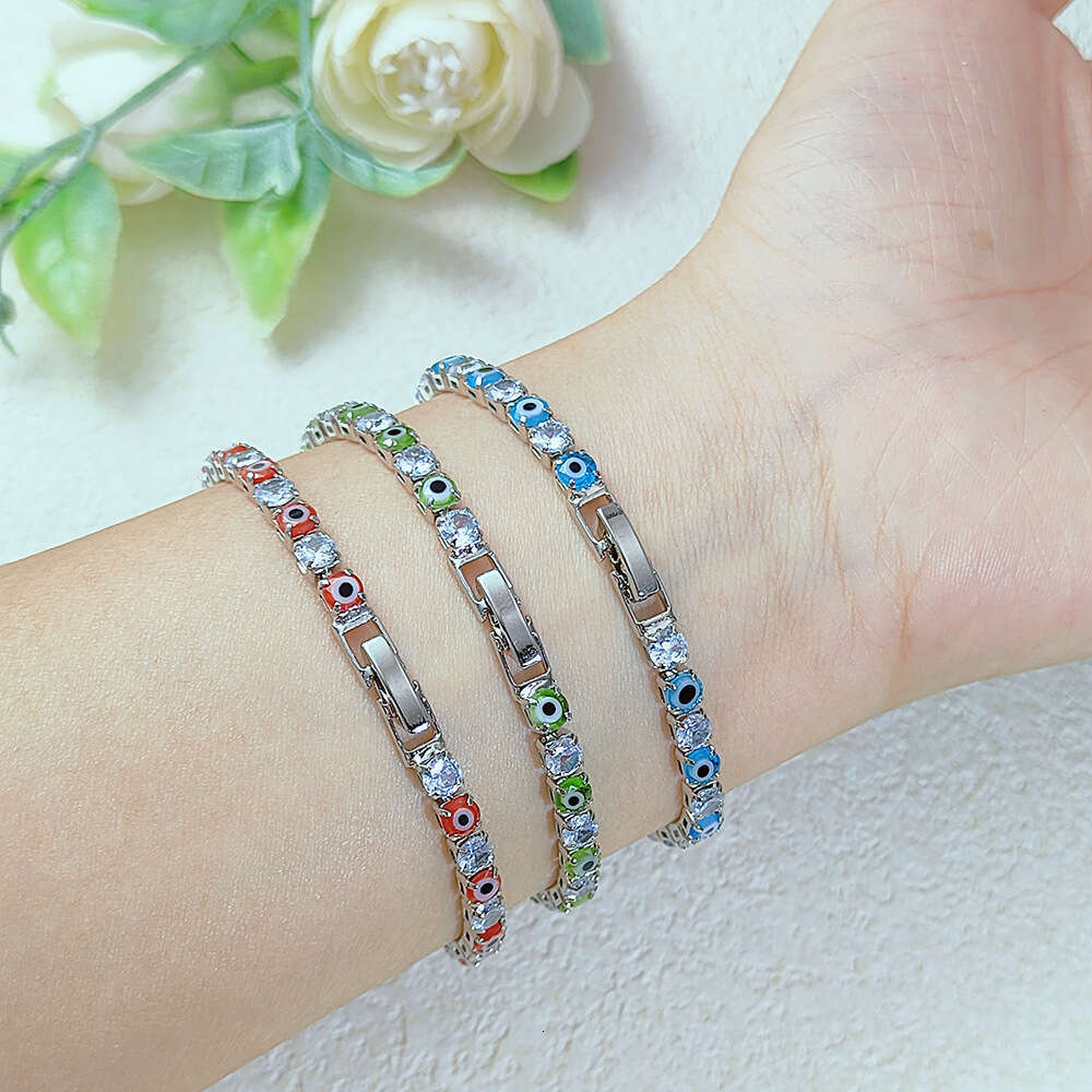 Hip-Hop Style Demon Eye Zircon Bracelet for Men and Women Micro Pave Full Dia Tennis Chain