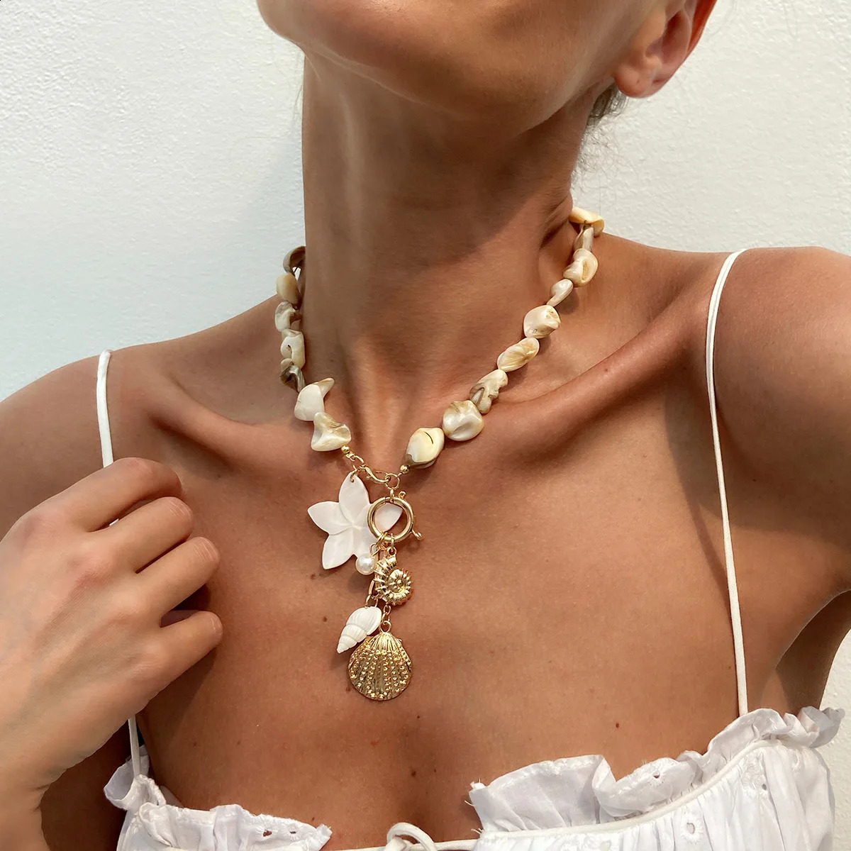 Y2K Trend Wedding Party Jewelry Shell Sheet Choker Necklace For Women Beach Vacation Conch Starfish Pendant Necklaces X0322 250519