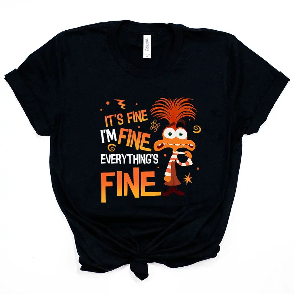 Anxiety Shirt Inside Out 2 T-Shirt Everything Is Fine Anxiety Inside Out Emotions Shirts Retro Mental Health Family Vacation Tee