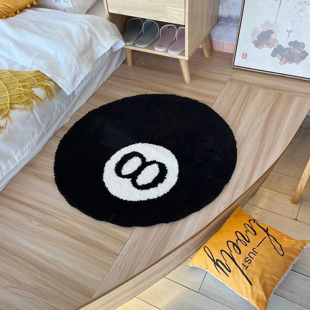 LAKEA 8 Ball Rug Black Round Rug Carpet Non-Slip Flocking Floor Area Rug Bath Mat for Living Room Bathroom Decor Room Home Decor R250528 M260207