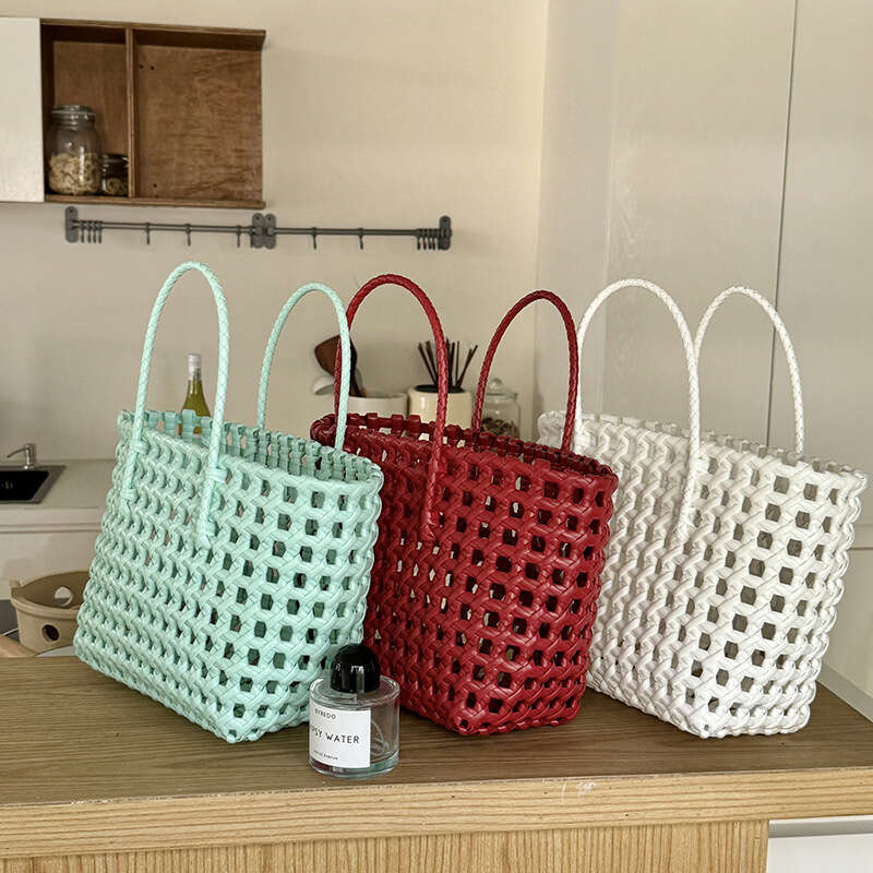Ins Style Handmade Woven Tote French Basket Large Capacity Handbag Beach Vacation Bag B5