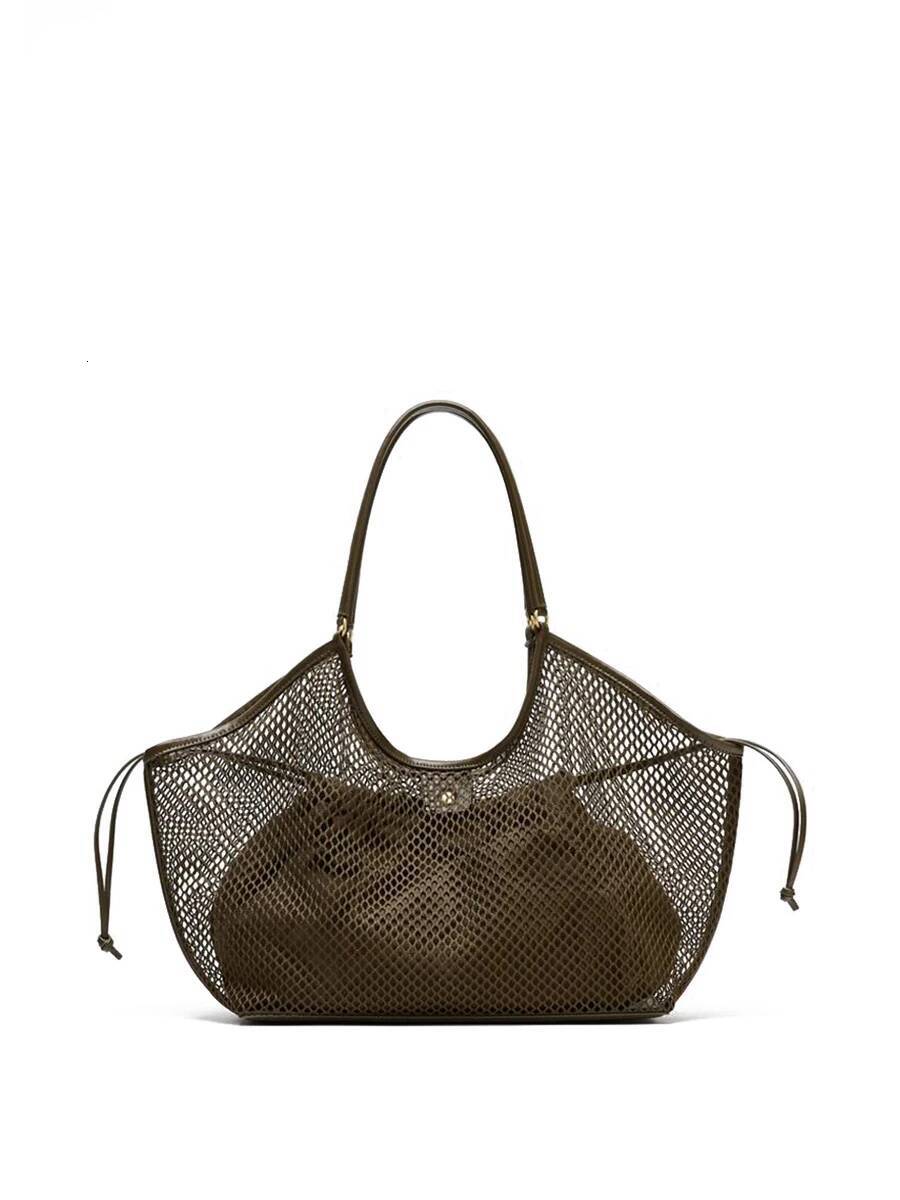 Women Large Capacity Mesh Travel Shoulder Casual Shopper Totes Beach Toy Storage Ladies Handbag Net Bag