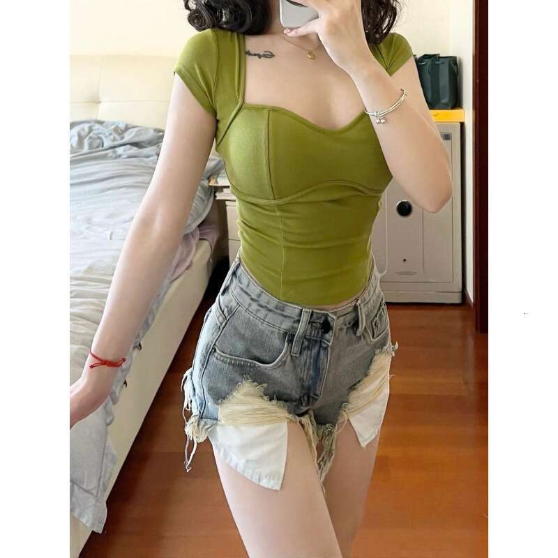 Shorts Women Denim Shorts Pure Desire Style American Ripped Jeans For Women Summer Hot Girl High Waist Slimming Wide Leg Pants Sexy Casual Shorts Jean