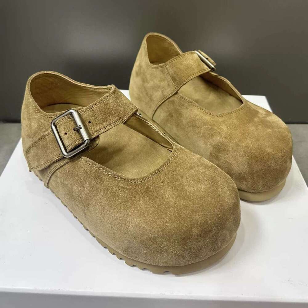 Cowhide Version ~ Korean Style Chunky Hidden Heel Shallow Mouth One-Strap Single for Women 2025 Spring Summer Mary Jane Shoes