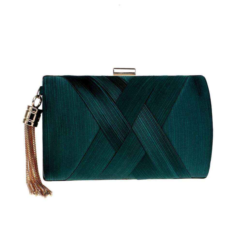 Chain Shoulder Mixed Fashion Party Wedding Handbags Purse Metal Tassel Women Evening Bags Criss-Cross Satin Clutches