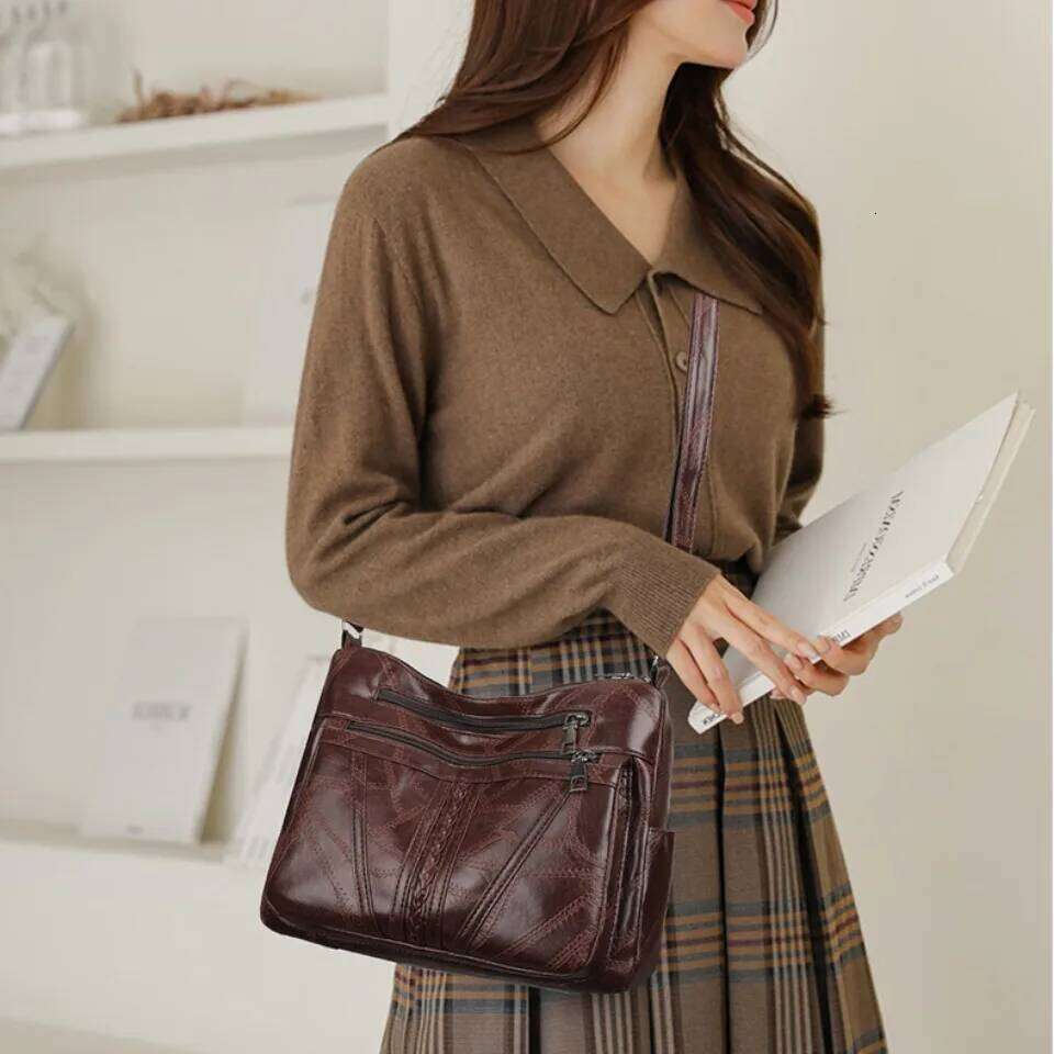 Multiple Pockets Soft Leather Hand For Mom Handbags Women Designer Shoulder Crossbody Bags Sac A Main