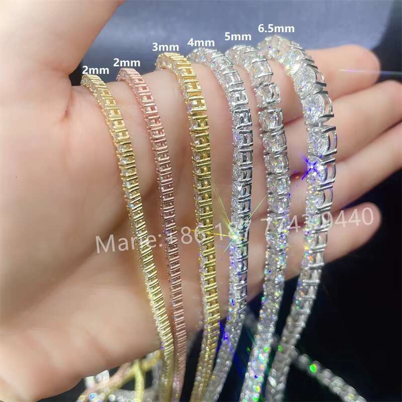 S925 With Moissanite 3mm 4mm 5mm 6.5mm Wide Diamond Tennis Bracelet Vvs Moissanite Tennis Chain Factory Price