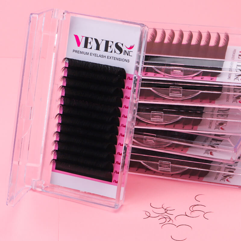 Veyes Cashmere Individual Matte Black Eyelash Extension Trays Cruelty Vegan Supplies Wholesale Volume Eyelash Extension