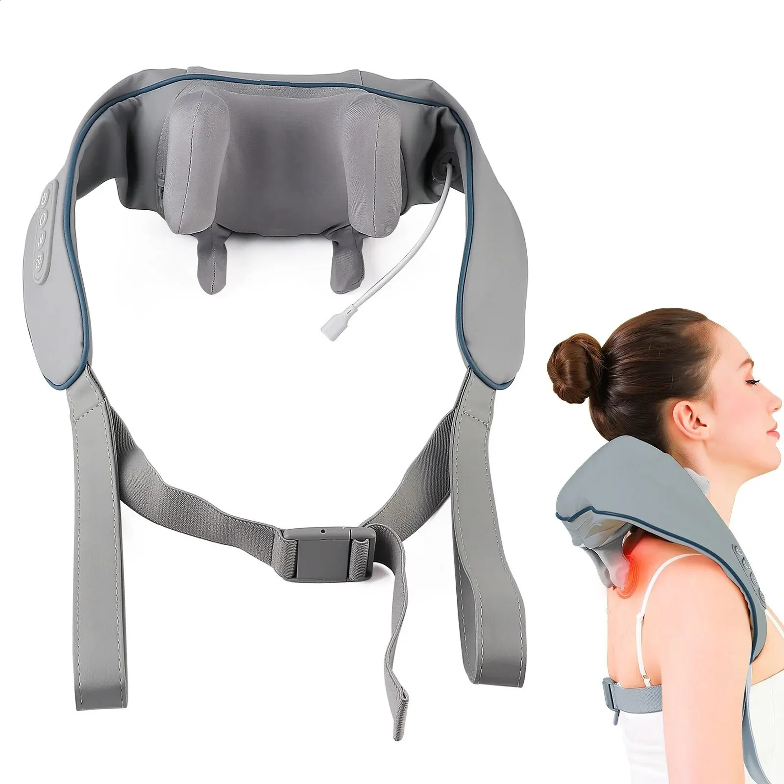 Wireless Neck And Back Massager Neck And Shoulder Knead ing Massage Shawl Neck Cervical Relaxing Trapezius Massager 250519