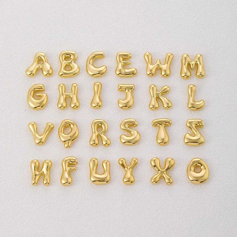 New Arrival Golden Color Stainless Steel Initial Necklace for Women Girls Chunky Bubble Letter Pendant Necklaces Trendy Collar Jewelry Gift V250618