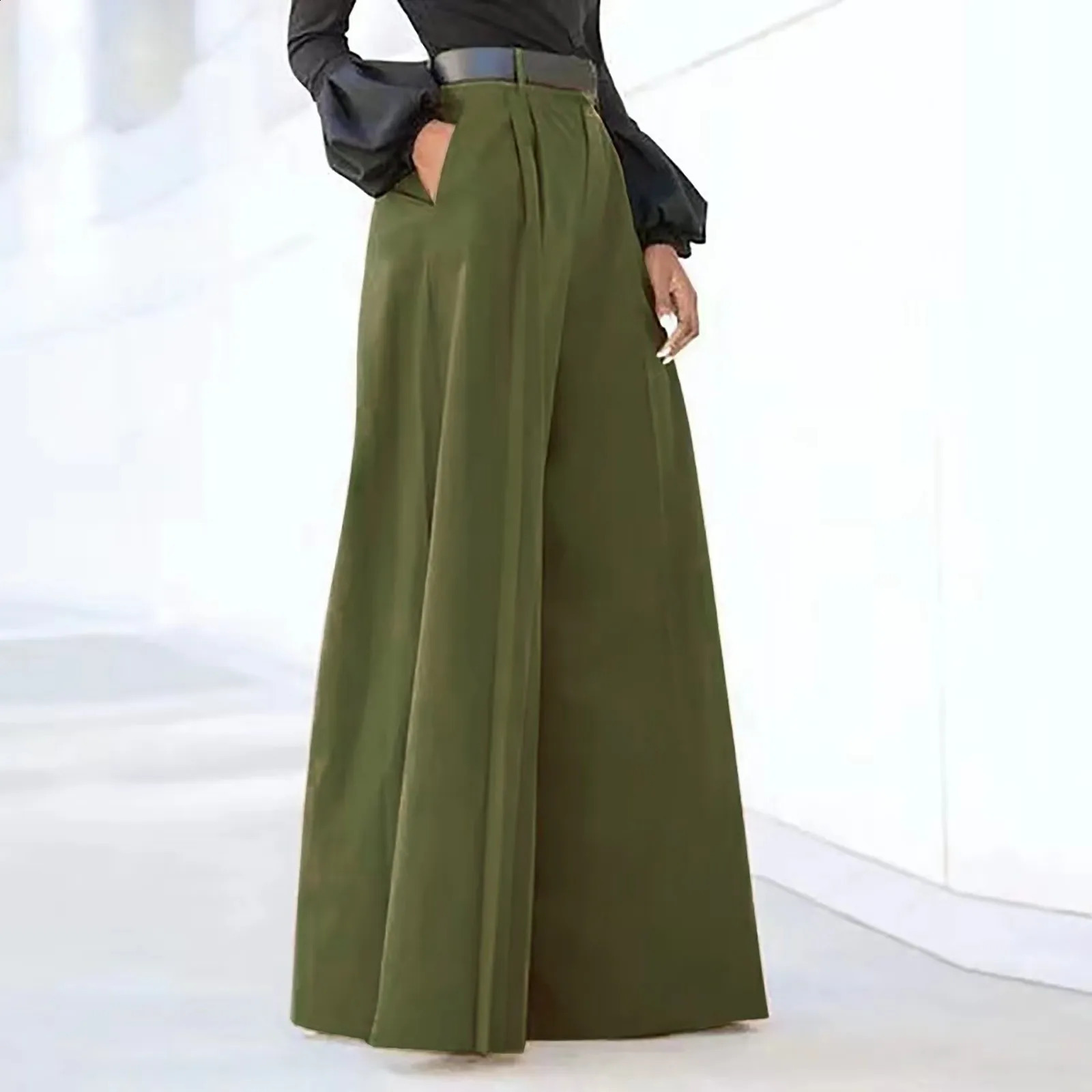 Women Fashion Palazzo Pants Cotton Linen Comfy Baggy Trousers Super Wide Floor Length Pants Women Clothing Pantalones De Mujer 250529Z