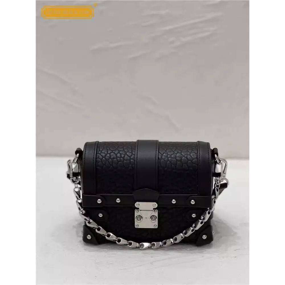 Spring Summer New Chain Fashion Small Box Bag Hasp Sheepskin Genuine Leather Single Shoulder Casual Crossbody Bags