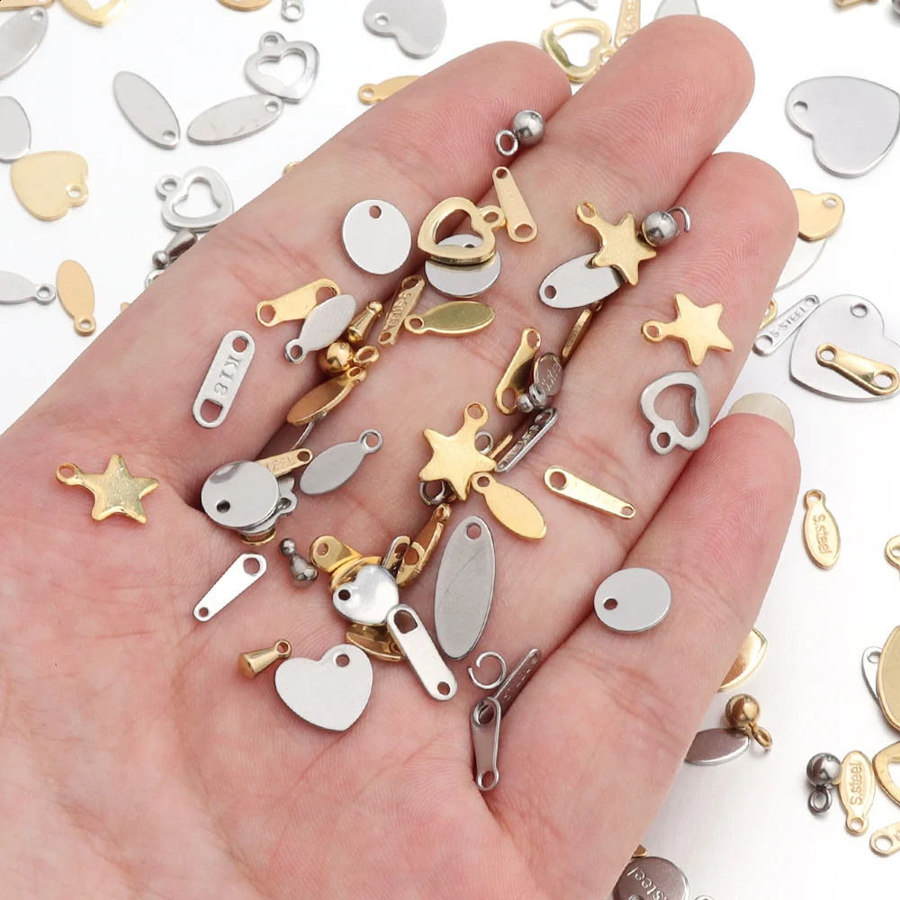 20Pcs Stainless Steel Heart Star Water Droplet Charms Mini Small Pendant For Jewelry Making Necklace DIY Findings Accessories 250519