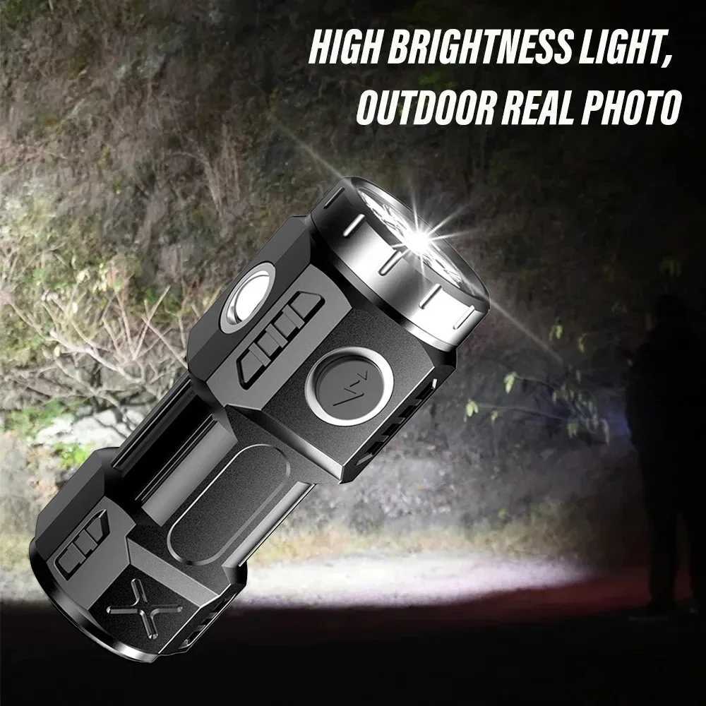 New Ultra Bright Flashlight 4/6/8*P35 LED Mini Super Bright Torch USB Rechargeable Waterproof Light With Magnet Emergency Lamp XJ250529
