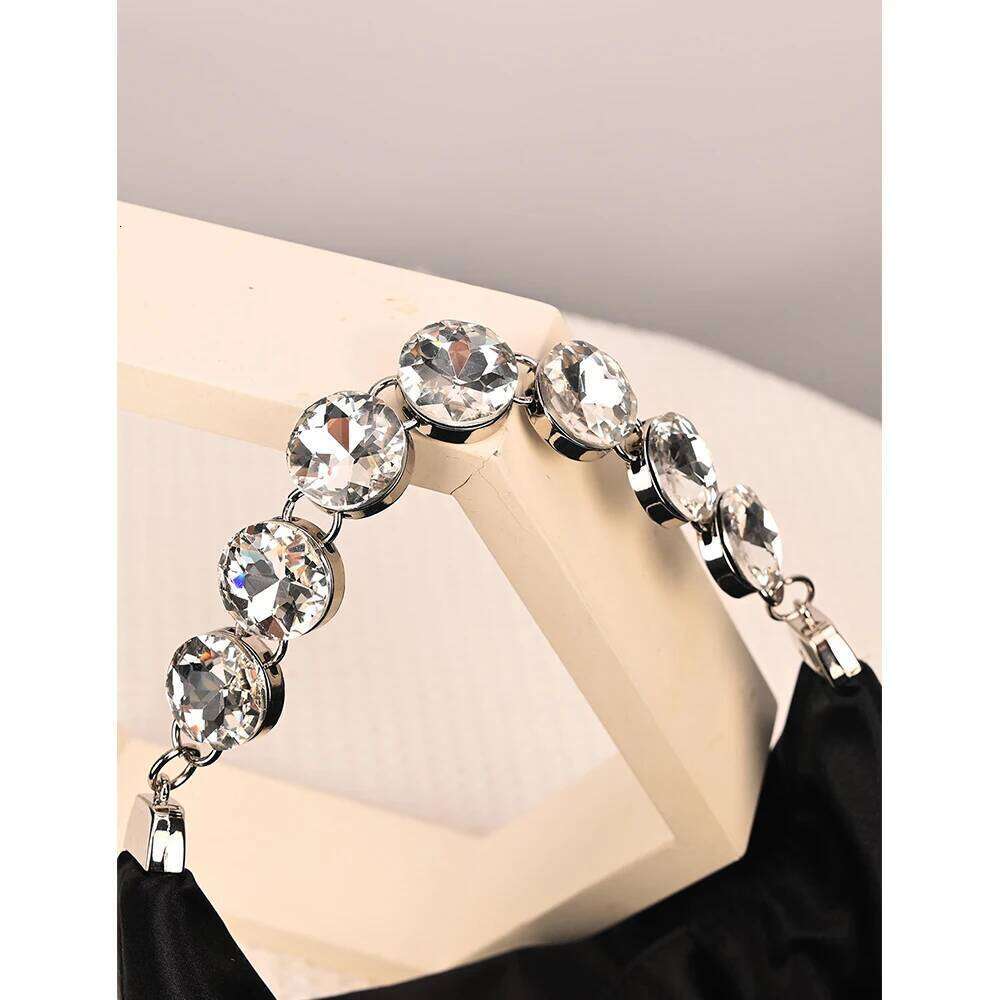 Women's Bags Designer Rhinestone Handle Crystal For Women Purses And Handbags Half Moon Satin Shoulder Silk Crescent Cloud Bag Evening Bags