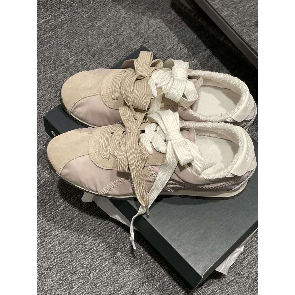 Genuine Leather Thick-Soled Flat-Soled Mandarin Duck Bowknot German Training for Women, New Autumn and Winter Casual Lightweight Sports Shoes, Agan Sh