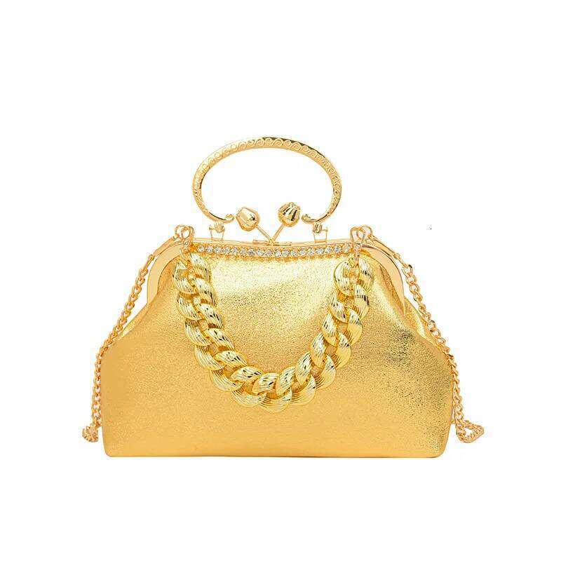 Women Gold Green Chain Messenger PU Leather Shoulder Bags Shell Clip Designer Handbag And Purse Wedding Clutch