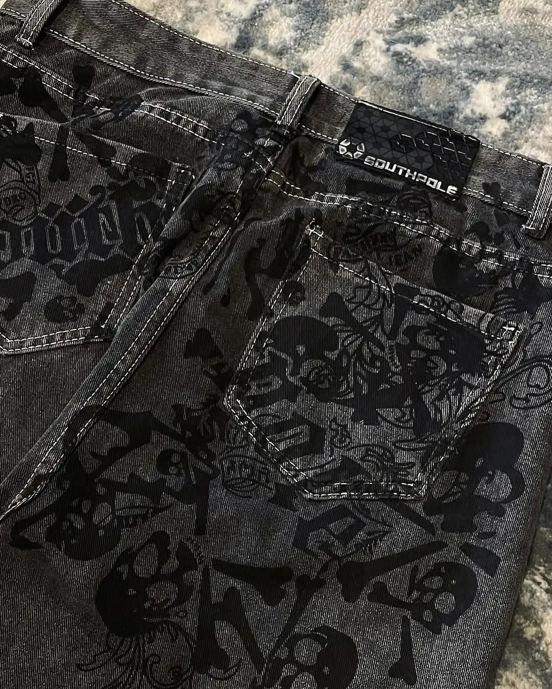 Y2K Street Skull Embroidered Jeans American Fashion Trendy Retro Pants Men Hip Hop Gothic Harajuku Punk Loose Wide Leg Pants 250526