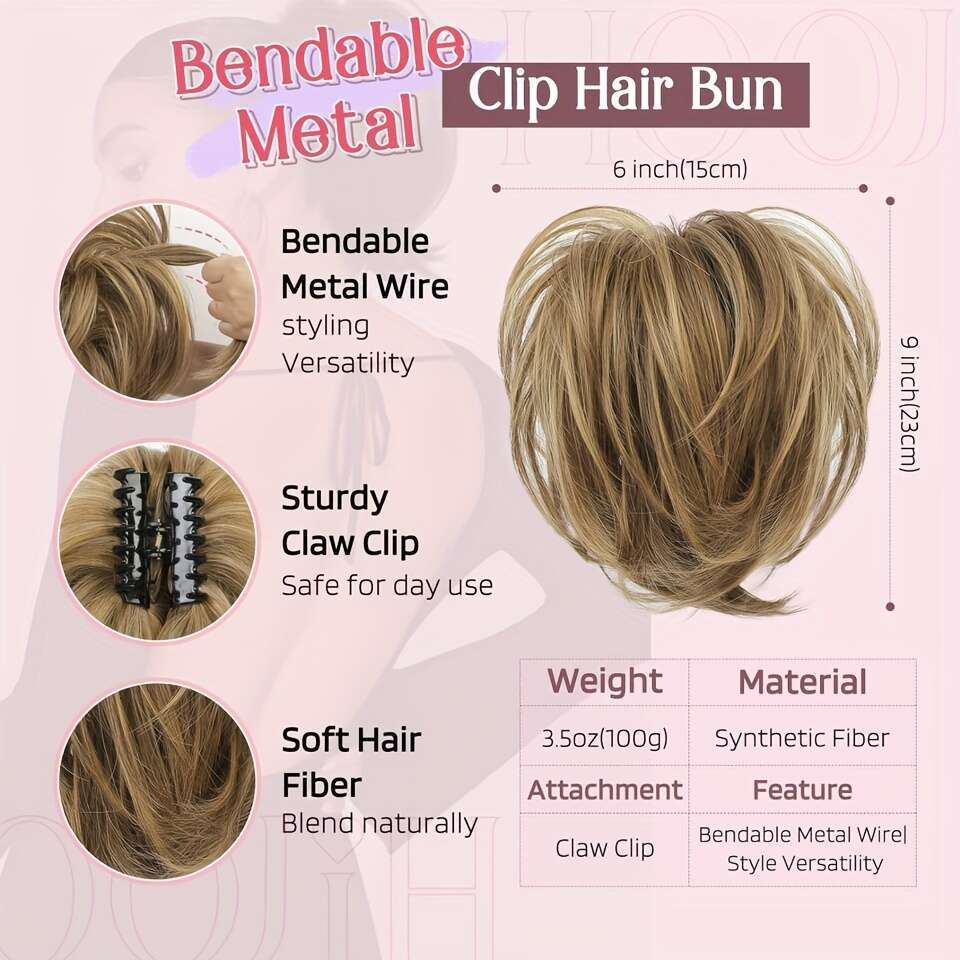 Fashion Women's Ponytail Extension with Bendable Metal Wire Piece Includes Claw Clip - Suitable for All Hair Types