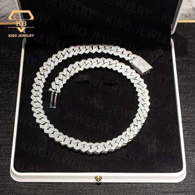 Rapper Iced Out Hip Hop Large Necklace Jewelry VVS 925 Silver 14mm Heavy Lab Grown Moissanite Diamond Cuban Link Chains