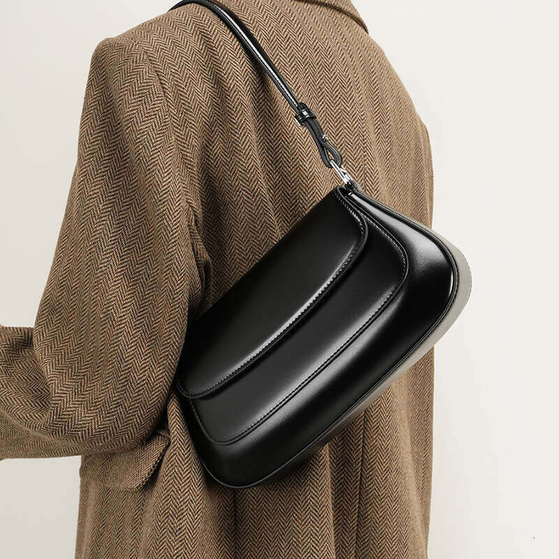 Spring Summer New Trendy Women's Crossbody Genuine Leather High-End Fashion Versatile Shoulder Underarm Saddle Bag B5