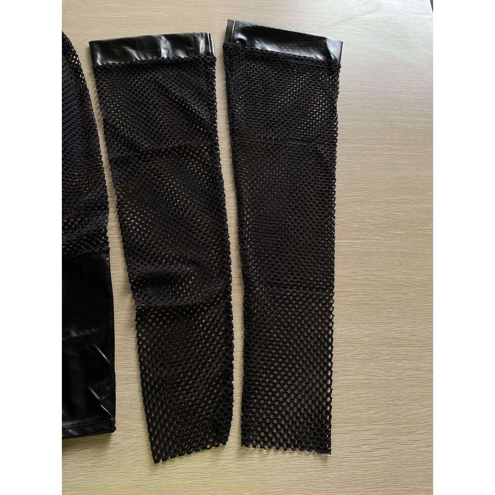 Nightclub 3 Piece Sets Outfits For Women Sexy Hollow-Out Crop Top +Skirt +Socks Sex Clothes Set Lingerie Costumes