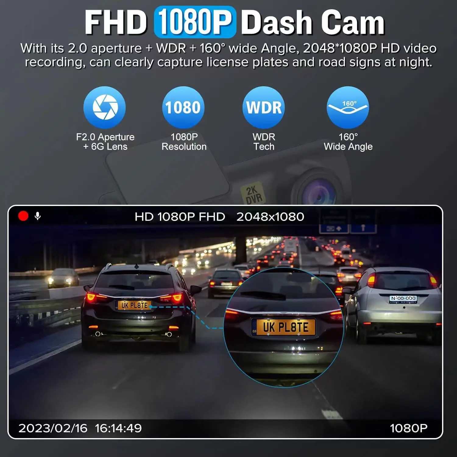 Car dvr Dash Cam WiFi FHD 2K Mini Dash Camera for Cars Front 170 Wide Angle Night Vision Loop Recording 24H Parking Monitor 128G MAX R250529