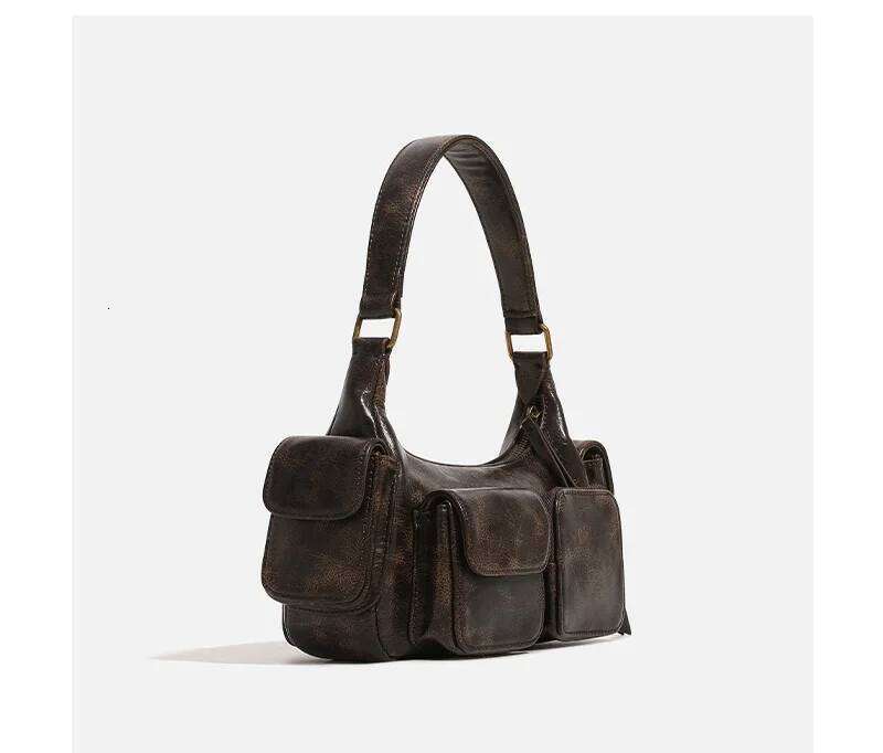 Small Double Pockets Shoulder Bags For Women 2024 New Fashion Trend Designer Underarm Bag Female Handbags And Purses Retro