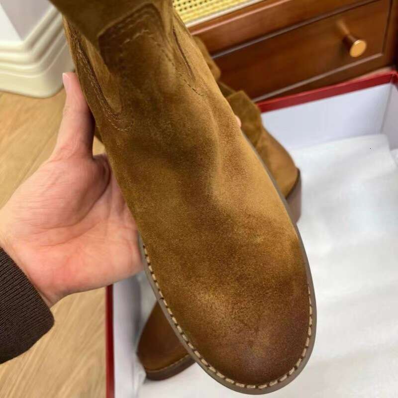 Niche Western Cowboy Mid-Calf Wrinkled Slouch Women 2024 New Autumn Winter Thick Heel Short Boots