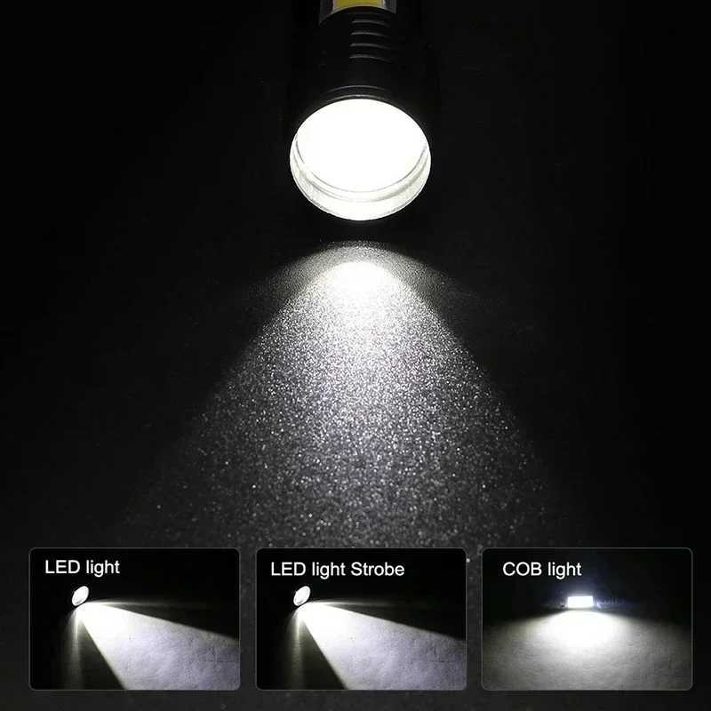 1/3/5 PCS Mini LED Flashlight COB+XPE Portable Torch Camping Lantern Zoomable Focus Light Tactical Flashlight with Pen Clip XJ250529