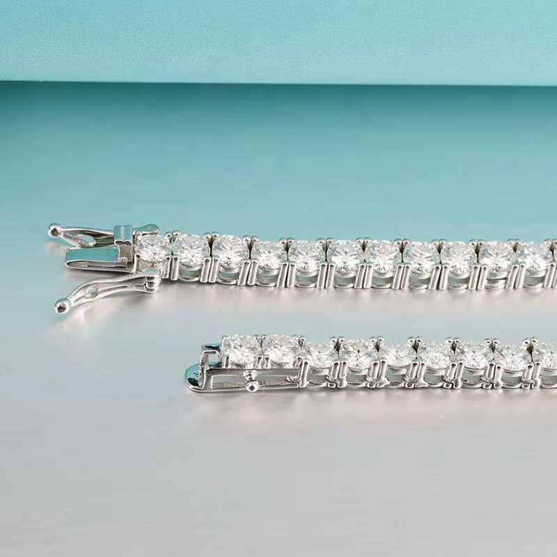 4MM 10K 14K 18K White Gold Plated Silver Tennis Chain Moissanite Necklace Cuban Link Chain
