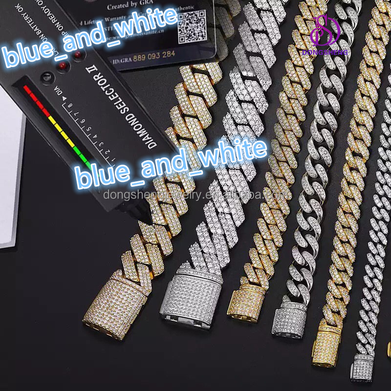 Cuban Link Moissanite Chain with Custom Pendants 18-inch Iced Out Chain Moissanite Cuban Necklaces Factory Outlet 18mm Silver