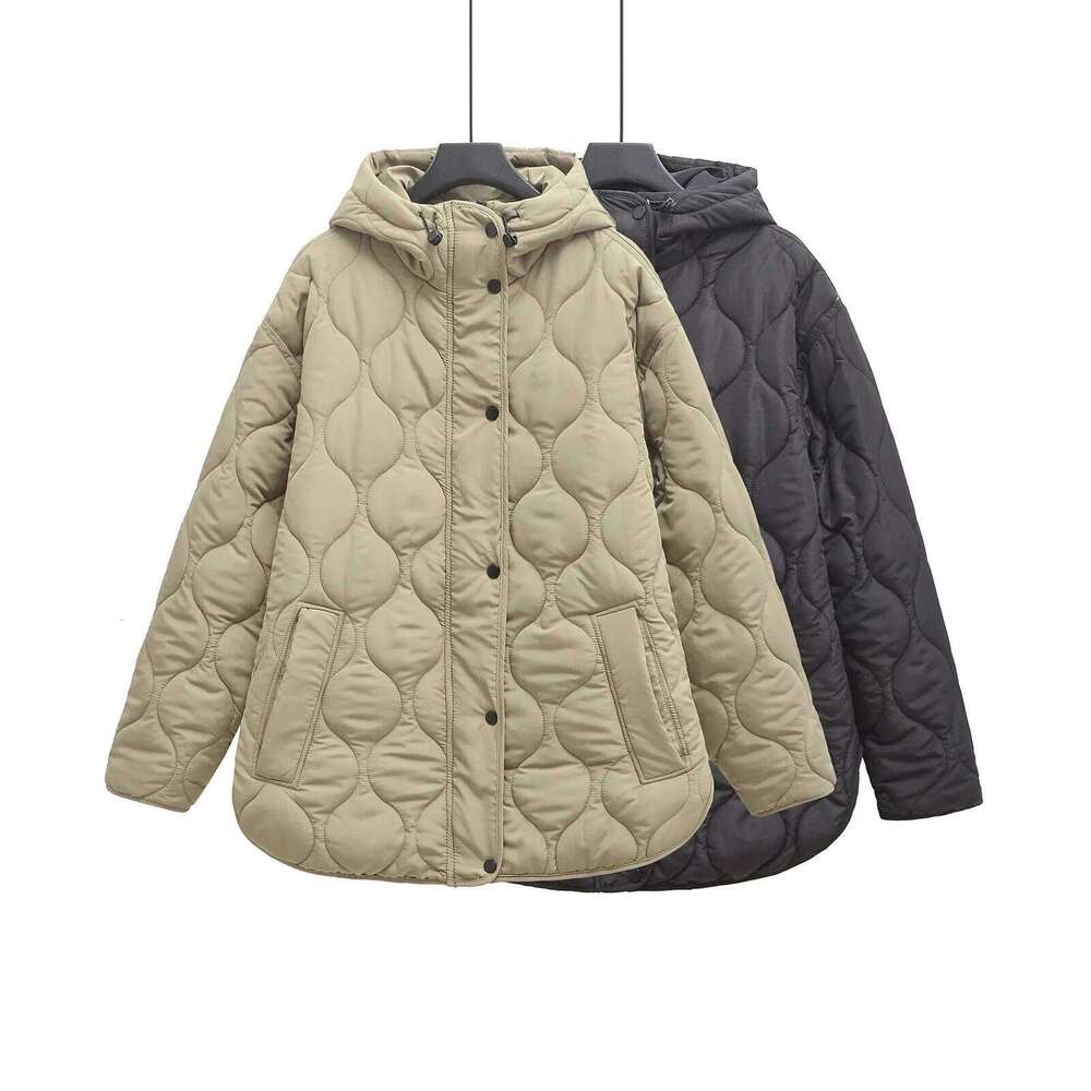 Winter New Style American Women's Hooded Long Sleeve Cotton Padded Jacket Loose Fit Casual Cardigan Large Size Lifestyle Co