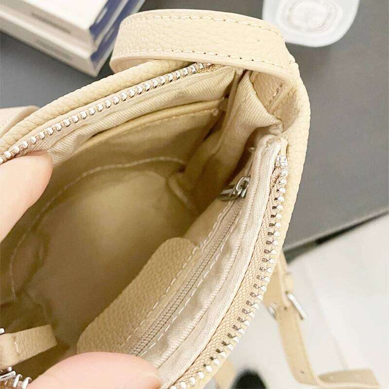 Custom Initials Woman Cell Phone Leisurely Bucket Shoulder Handbag Fashion Genuine Leather Lady Crossbody Bag