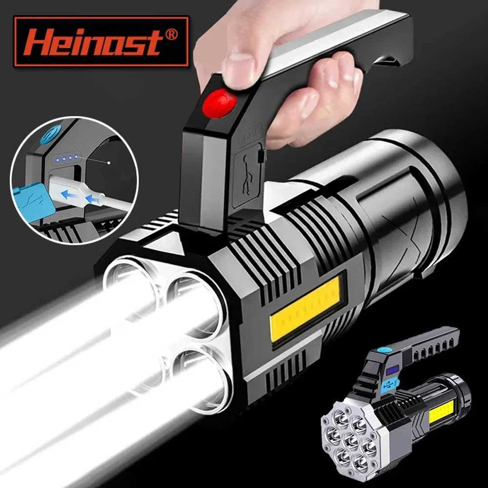 Portable LED Flashlight USB Rechargeable Waterproof 4-7 Core Handheld Lantern COB LED Flashlights for Outdoor Camping Hiking XJ250529
