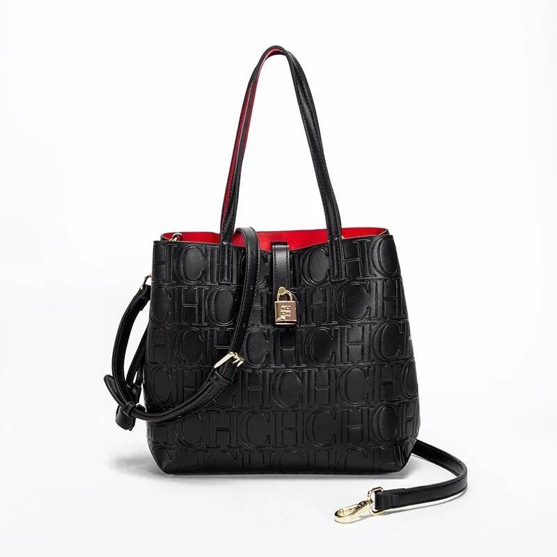 CH Simple Large Capacity Emed Women's Shoulder Bag Pure Color Letter Pattern Design 2024 Fashion Backpacks
