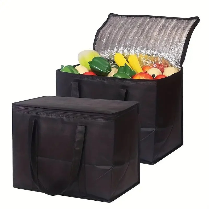 Large Capacity Insulated Grocery Bags Foldable Reusable Soft Cooler Bag Lightweight Cold Takeout Food Delivery Bag 250528