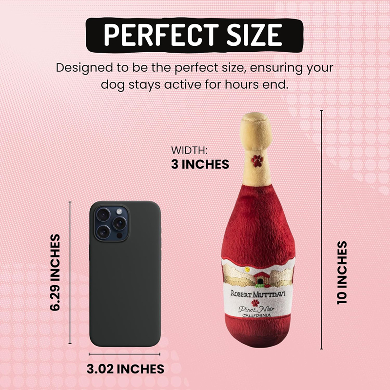 Luxury Dog Toys Designs Wine Bottle Collection Unique Squeaky Parody Plush Dog Toys Shaken, Not Stirred, Fashion Accessories, Dogs Christmas Gift H40